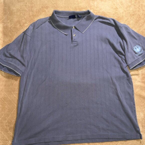 American Khakis by Van Heusen Men LG Gray 'Ruger' Embroidered Golf Polo Top (E) - Picture 2 of 7